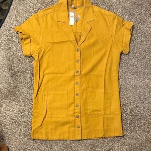Anthropologie mustard yellow shirt dress